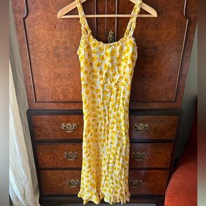 Yellow flower print dress